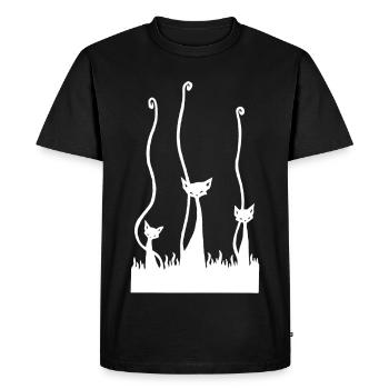Les trois chats blancs - T-shirt Premium bio Homme - noir - Devant - Nico (187cm)