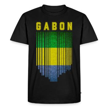 Flag of Gabon, Gabonese Pride - Men's Premium Organic T-Shirt - black - Front - Nico (187cm)
