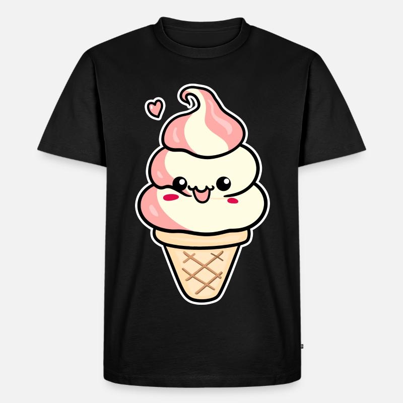 Cartoon Eiscreme - Männer Premium Bio T-Shirt - Schwarz