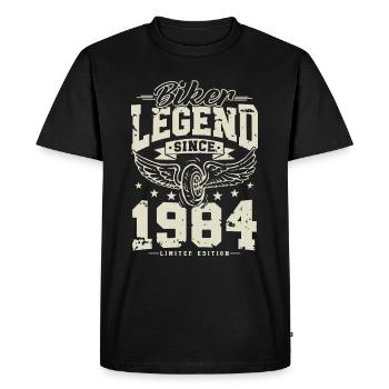 Légende du motard depuis 1984 - T-shirt Premium bio Homme - noir - Devant - Nico (187cm)