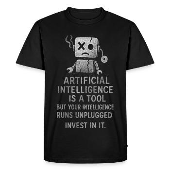 Artificial Intelligence Motivation Poster - Men's Premium Organic T-Shirt - black - Front - Nico (187cm)