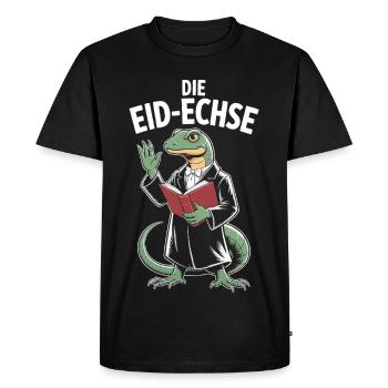 Lézard du serment Motif de justice drôle - T-shirt Premium bio Homme - noir - Devant - Nico (187cm)
