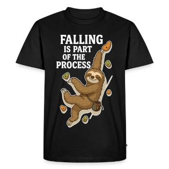 Bouldering Sloth – Falling is part of the Process - Men's Premium Organic T-Shirt - black - Front - Nico (187cm)