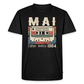 Mai 1984 - T-shirt Premium bio Homme - noir - Devant - Nico (187cm)