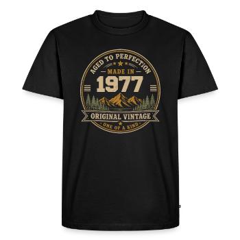1977 Rétro 1977 Vintage 1977 Cadeau 1977 - T-shirt Premium bio Homme - noir - Devant - Nico (187cm)