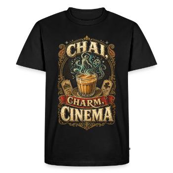 Bollywood Chai Charm Cinema - Men's Premium Organic T-Shirt - black - Front - Nico (187cm)