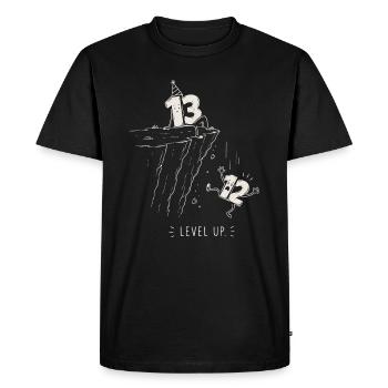 Level 13 Unlocked | 13 Year Anniversary Gift - Men's Premium Organic T-Shirt - black - Front - Nico (187cm)