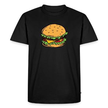 Burger Hamburger Cheeseburger Fast Food Hunger - T-shirt Premium bio Homme - noir - Devant - Nico (187cm)