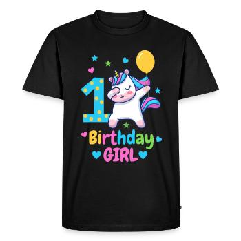 Licorne du 1er anniversaire - T-shirt Premium bio Homme - noir - Devant - Nico (187cm)