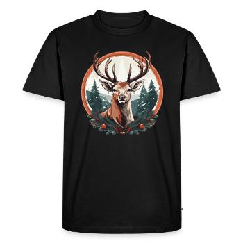 Renne avec boules de Noël et chapeau - T-shirt Premium bio Homme - noir - Devant - Nico (187cm)