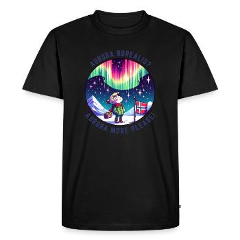 Motif drôle d'aurores boréales / Norvège - T-shirt Premium bio Homme - noir - Devant - Nico (187cm)