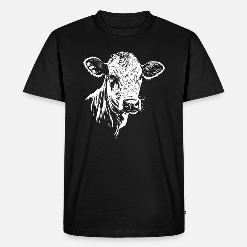 Kuh Graphic - Männer Premium Bio T-Shirt - Schwarz