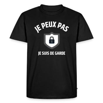 JE PEUX PAS JE SUIS DE GARDE - T-shirt Premium bio Homme - noir - Devant - Nico (187cm)