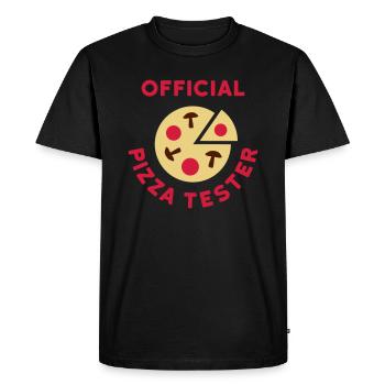Testeur de pizza officiel (pizza, salami, champignons) - T-shirt Premium bio Homme - noir - Devant - Nico (187cm)