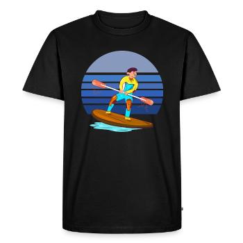 Paddleboarding Blue Retro - Men's Premium Organic T-Shirt - black - Front - Nico (187cm)