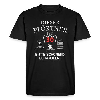 This doorman is 30. Treat gently - Men's Premium Organic T-Shirt - black - Front - Nico (187cm)