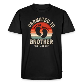 Promoted to brother set for 2025 - Men's Premium Organic T-Shirt - black - Front - Nico (187cm)