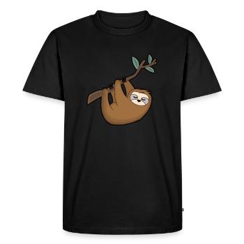 Sloth branch hanging animals sleeping animal gift - Men's Premium Organic T-Shirt - black - Front - Nico (187cm)
