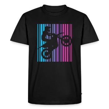 Moto code-barres motocycliste motocross - T-shirt Premium bio Homme - noir - Devant - Nico (187cm)