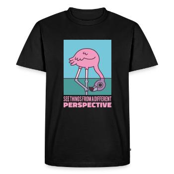 Flamingo See Things From A Different Perspective - Men's Premium Organic T-Shirt - black - Front - Nico (187cm)