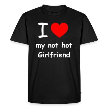 J’aime ma petite amie « pas » chaude en disant drôle - T-shirt Premium bio Homme - noir - Devant - Nico (187cm)