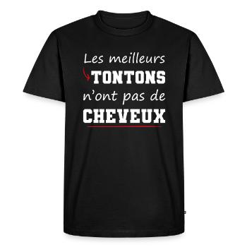 cadeau drôle pas de cheveux tonton chauve - T-shirt Premium bio Homme - noir - Devant - Nico (187cm)