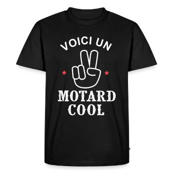 cadeau papa moto voici un motard cool - T-shirt Premium bio Homme - noir - Devant - Nico (187cm)