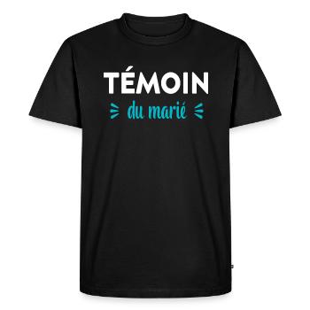 témoin du marié - T-shirt Premium bio Homme - noir - Devant - Nico (187cm)