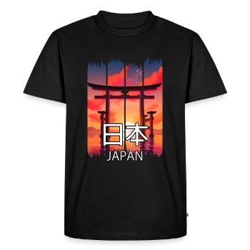 Porte japonaise Torii au coucher du soleil - Chemise d’anime - T-shirt Premium bio Homme - noir - Devant - Nico (187cm)