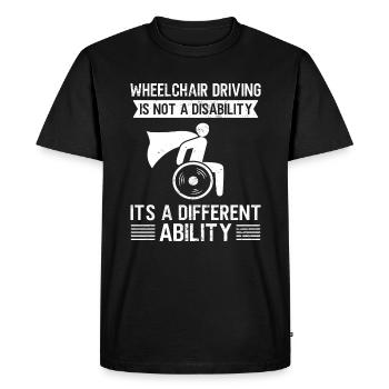 Funny wheelchair driver disabled people - Men's Premium Organic T-Shirt - black - Front - Nico (187cm)