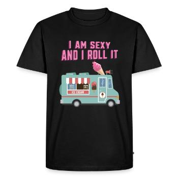 Funny Ice Cream Man with Ice Cream - Men's Premium Organic T-Shirt - black - Front - Nico (187cm)