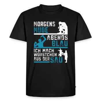 Boucher Boucher Boucherie Boucherie Fleischer - T-shirt Premium bio Homme - noir - Devant - Nico (187cm)