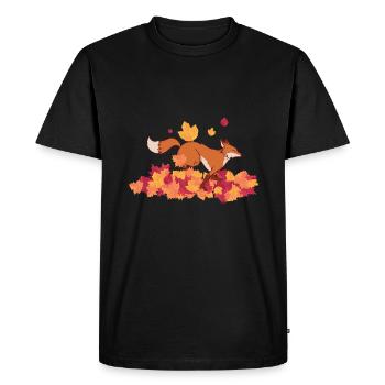 Red fox in autumn red fox - Men's Premium Organic T-Shirt - black - Front - Nico (187cm)