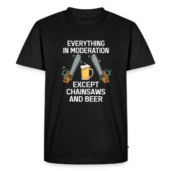Chainsaw Lumberjack Forest Worker - Men's Premium Organic T-Shirt - black - Front - Nico (187cm)