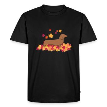 Motif de feuillage teckel - T-shirt Premium bio Homme - noir - Devant - Nico (187cm)