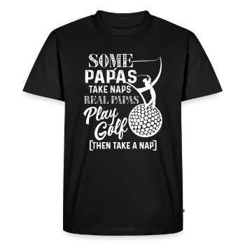Golf Real Papas Play Golf - Men's Premium Organic T-Shirt - black - Front - Nico (187cm)