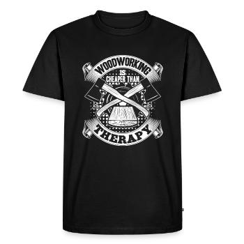 Woodworker Woodworking Therapy - Men's Premium Organic T-Shirt - black - Front - Nico (187cm)