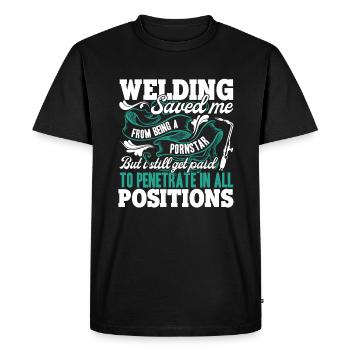 Welding Welding Save Me - Men's Premium Organic T-Shirt - black - Front - Nico (187cm)