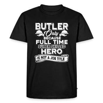 Butler Butler Job Title - Men's Premium Organic T-Shirt - black - Front - Nico (187cm)