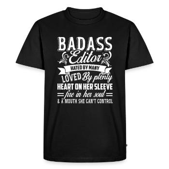Editor Badass Editor - Men's Premium Organic T-Shirt - black - Front - Nico (187cm)
