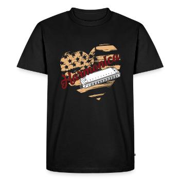Harmonica Harmonica Flag - Men's Premium Organic T-Shirt - black - Front - Nico (187cm)