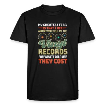 Drôle de collectionneur de disques - T-shirt Premium bio Homme - noir - Devant - Nico (187cm)