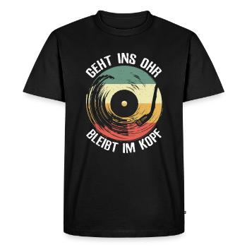 Vintage Vinyl Plattensammler Schallplatte - Männer Premium Bio T-Shirt - Schwarz - Vorne - Nico (187cm)