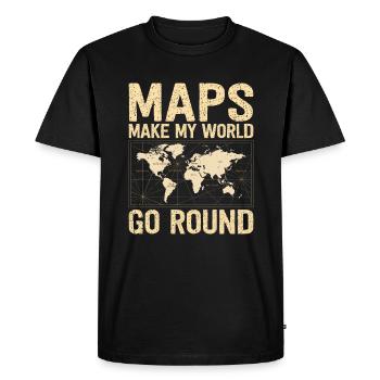 Cartographie Cartes cartographiques amateur - T-shirt Premium bio Homme - noir - Devant - Nico (187cm)