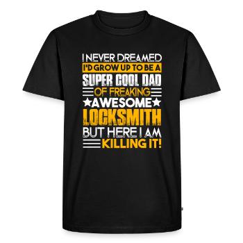 Locksmith Super Cool Locksmith Dad - Men's Premium Organic T-Shirt - black - Front - Nico (187cm)
