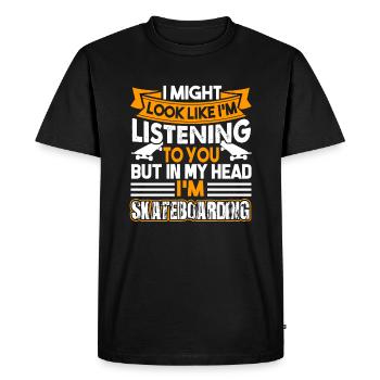Skateboarding In My Head I'm Skateboarding - Men's Premium Organic T-Shirt - black - Front - Nico (187cm)