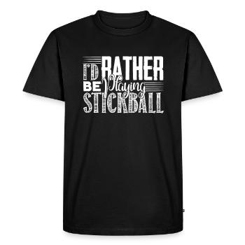 Stickball I'd Rather Be Playing Stickball - Men's Premium Organic T-Shirt - black - Front - Nico (187cm)