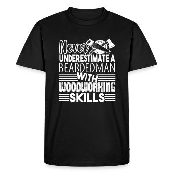 Woodworking Beardedman With Woodworking Skills - Men's Premium Organic T-Shirt - black - Front - Nico (187cm)