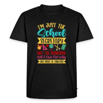 Secrétaire de l’école - T-shirt Premium bio Homme - noir - Devant - Nico (187cm)