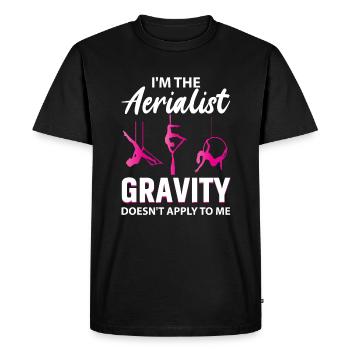 Yoga aérien aérien soie aérienne - T-shirt Premium bio Homme - noir - Devant - Nico (187cm)